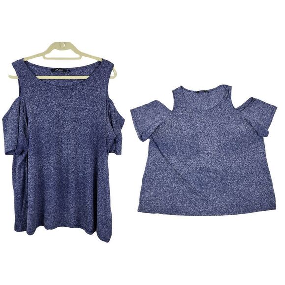 Penningtons Ti Voglio Purple Cold Shoulder Short Sleeve T-Shirt 2X - Picture 1 of 15